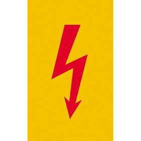 Warnschild auf Bogen Spannungszeichen (Roter Blitz)