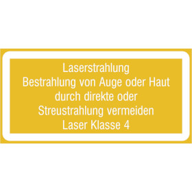 Warn - Zusatzschild - Laserkennzeichnung Laserstrahl. Bestrahlung von Auge oder Haut durch
