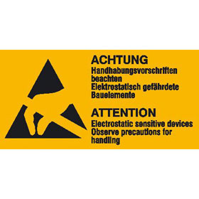 Warn - Kombischild auf Bogen Elektrostatisch gefhrdete Bauelemente, Form B