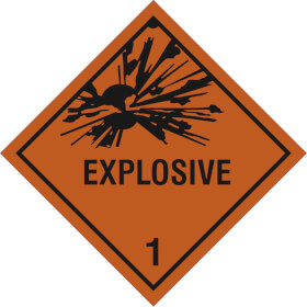 SafetyMarking Gefahrzettel nach ADR Klasse 1, Explosive Stoffe und Gegenstände Explosive
