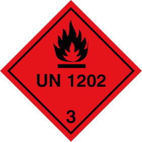 SafetyMarking Gefahrzettel nach ADR Klasse 3, Entzündbare flüssige Stoffe UN 1202