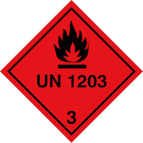 SafetyMarking Gefahrzettel nach ADR Klasse 3, Entzündbare flüssige Stoffe UN 1203