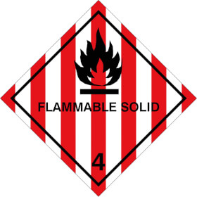 SafetyMarking Gefahrzettel nach ADR Klasse 4.1 Entzündbare, feste Stoffe Flammable Solid