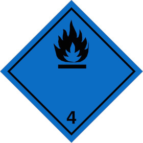 SafetyMarking Gefahrzettel nach ADR Klasse 4.3, Stoffe, die in Berührung mit Wasser entzündbare Gase entwickeln