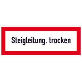 Hinweisschild fr die Feuerwehr Steigleitung, trocken