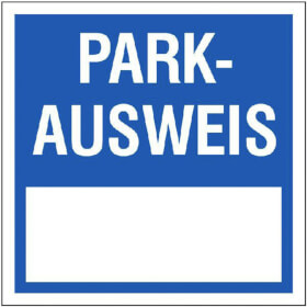 Parkausweis - Vignette zur Innenverklebung an Windschutzscheiben Text: Parkausweis Farbe: blau / wei, 