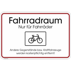 Hinweisschild Fahrradraum -  Nur fr Fahrrder