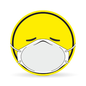 Aufkleber Corona Smiley - Schutzmaske tragen