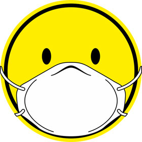 Aufkleber Corona Smiley - fröhlich  -  Schutzmaske tragen