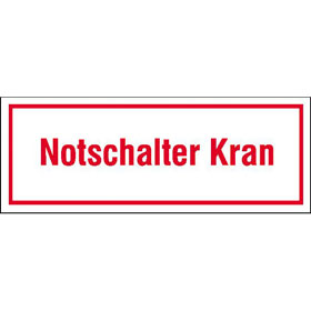 Hinweisschild zur Baustellenkennzeichnung Notschalter Kran