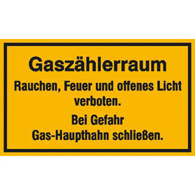 Hinweisschild - Betriebskennzeichnung Gaszählerraum
