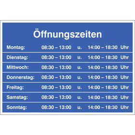 Trschild ffnungszeiten zur individuellen Beschriftung