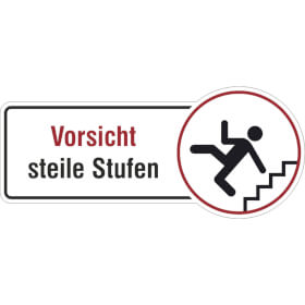 Fahnenschild Vorsicht steile Stufen