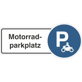 Fahnenschild Motorradparkplatz
