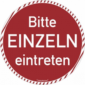 Teppichbodenmarkierung Bitte EINZELN eintreten - rot