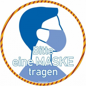 Teppichbodenmarkierung Bitte eine Maske tragen