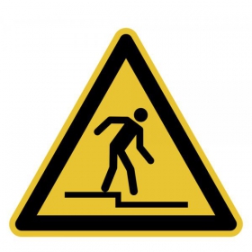 Warnschild Warnung vor Abwärtsstufe