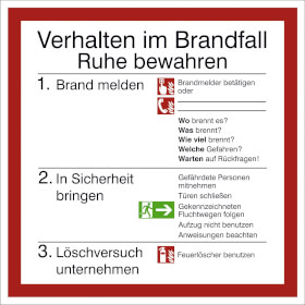 Aushang - nachleuchtend Verhalten im Brandfall