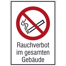 Verbots - Kombischild Rauchverbot im gesamten Gebäude