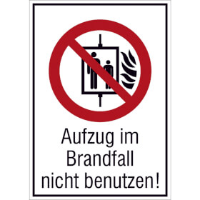 Verbots - Kombischild Aufzug im Brandfall nicht benutzen