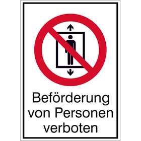 Verbots - Kombischild Beförderung von Personen verboten
