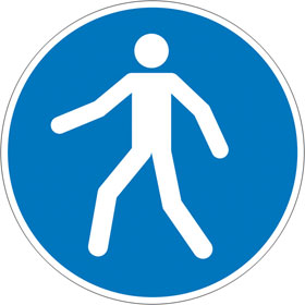 Gebotsschild, Fußgängerweg benutzen, 