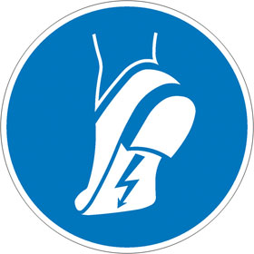 Gebotsschild, Wear anti - static footwear
