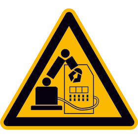 Warnschild Warnung vor Gefahr durch Industrieroboter