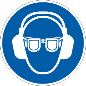 Gebotsschild Gehör - und Augenschutz benutzen