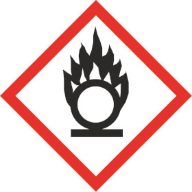 GHS - Gefahrensymbol 03 Flamme über Kreis Gefahrstoffetikett Folie selbstklebend