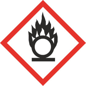 GHS - Gefahrensymbol 03 Flamme ber Kreis Gefahrstoffetikett Folie selbstklebend
