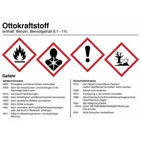 Gefahrstoffettikett Ottokraftstoff