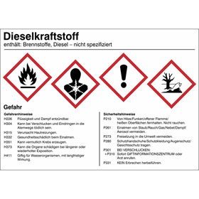 Gefahrstoffettikett Dieselkraftstoff