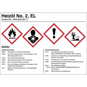 Gefahrstoffettikett Heizöl EL No. 2