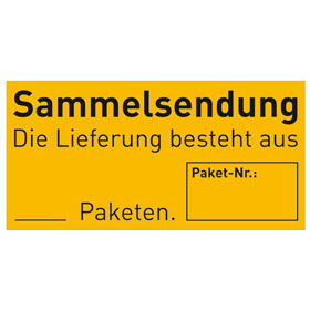 Verpackungsetiketten Text: Sammelsendung Die Lieferung besteht aus Paketen