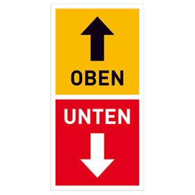 Verpackungsetiketten Text: oben /  unten