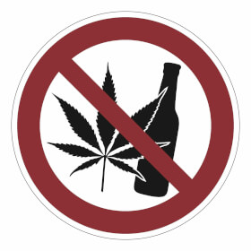 Hinweisschild Cannabis und Alkohol verboten