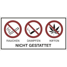 Cannabis Verbotsschild Rauchen, Dampfen, Kiffen nicht gestattet