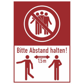 10 Aufkleber bitte Abstand halten 1,5 Meter rund 21 cm rot Corona 