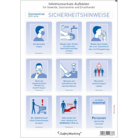 Infektionsschutz - Piktogrammset Sicherheitshinweise fr Gewerbe, Gastronomie und Einzelhandel