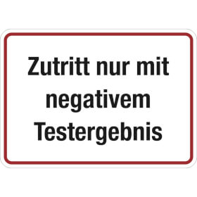 SafetyMarking Hinweisschild Zutritt nur mit negativem Testergebnis