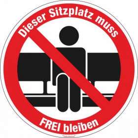 Hinweisschild, Dieser Sitz muss FREI bleiben