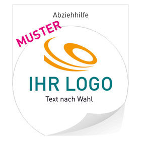 Individuell gefertigte Produkt - und Werbetiketten PVC - Folie 0, 1 mm weiß, formgestanzt,  kreisrund