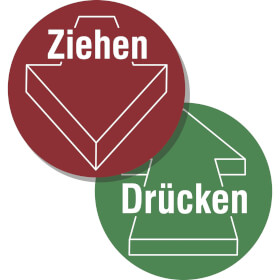 Trschild, zweiseitig Drcken /  Ziehen mit Pfeil outline