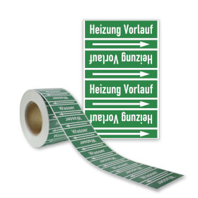 Rohrleitungskennzeichnungsband Heizung Vorlauf