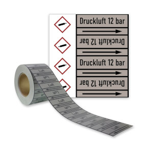 Rohrleitungskennzeichnungsband Druckluft 12 bar
