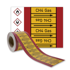 Rohrleitungskennzeichnungsband CH4 Gas