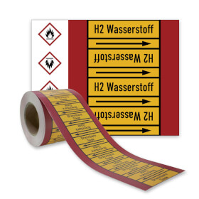 Rohrleitungskennzeichnungsband H2 Wasserstoff