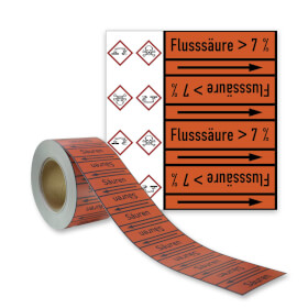 Rohrleitungskennzeichnungsband Flusssure > 7 %