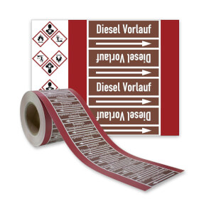 Rohrleitungskennzeichnungsband Diesel Vorlauf